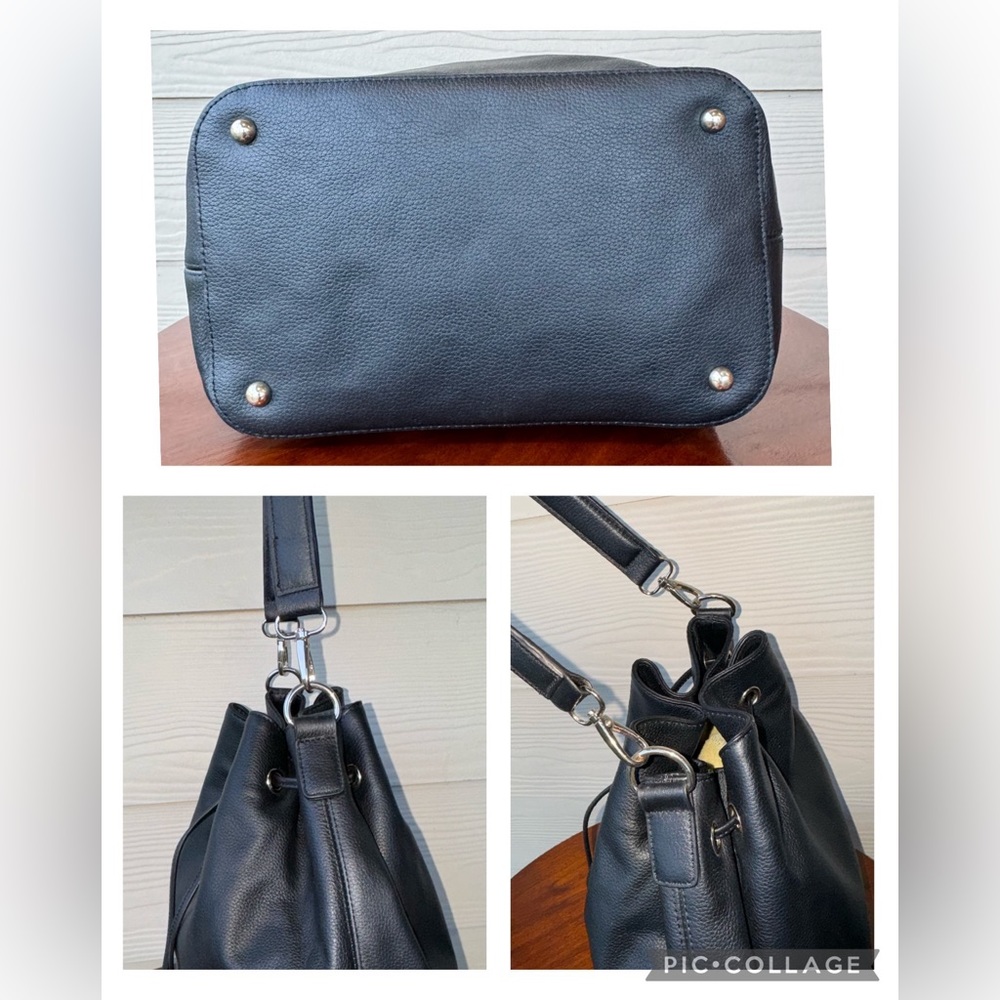 WHBM Black Drawstring Bucket Bag - Picture 4 of 12